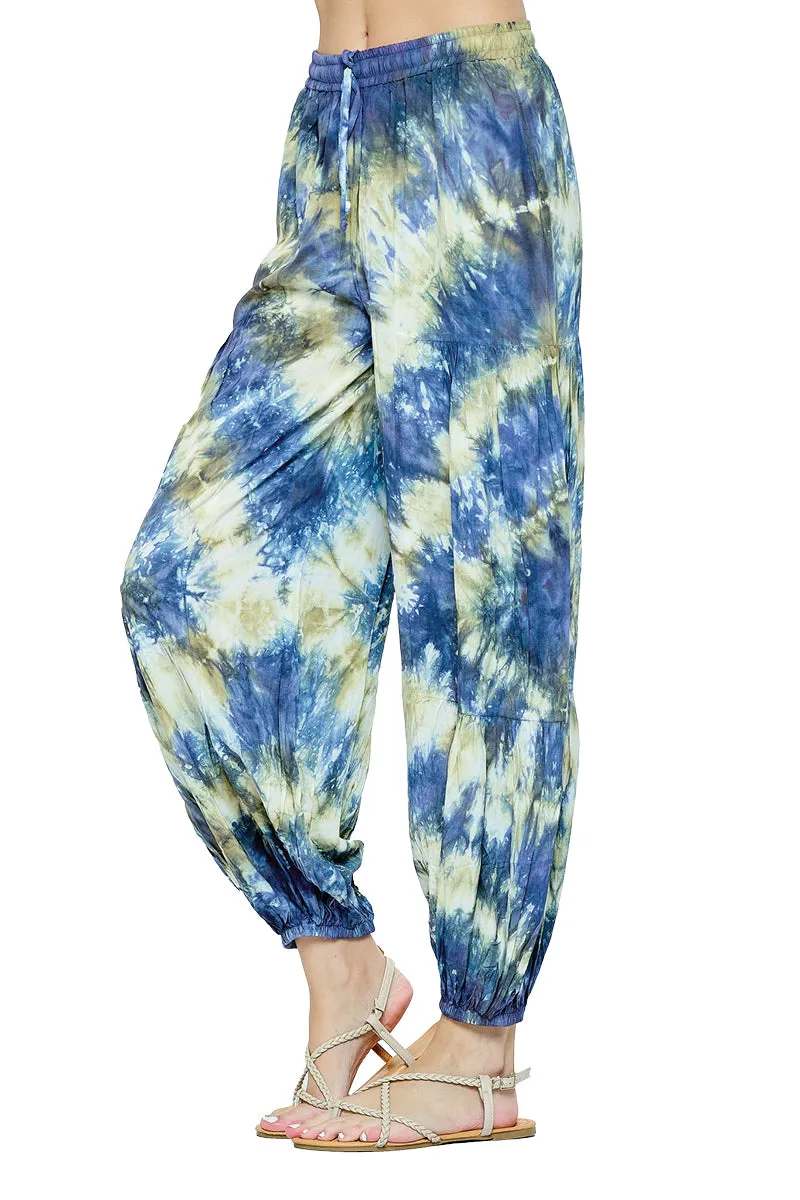 Jogger Pants Tie Dye Tiered Ruffle