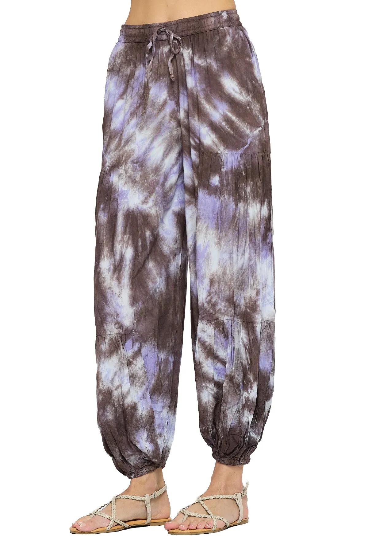 Jogger Pants Tie Dye Tiered Ruffle