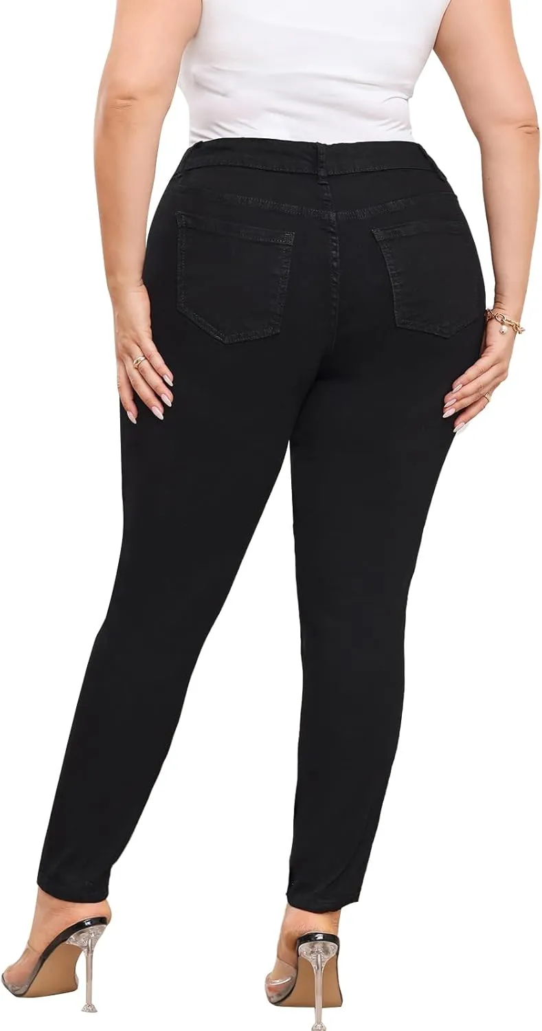 KISSPLUS Plus Size Skinny Jeans for Women High Waist Pencil Women Jeans Curvy High Waist Stretchy Denim Pants for Women