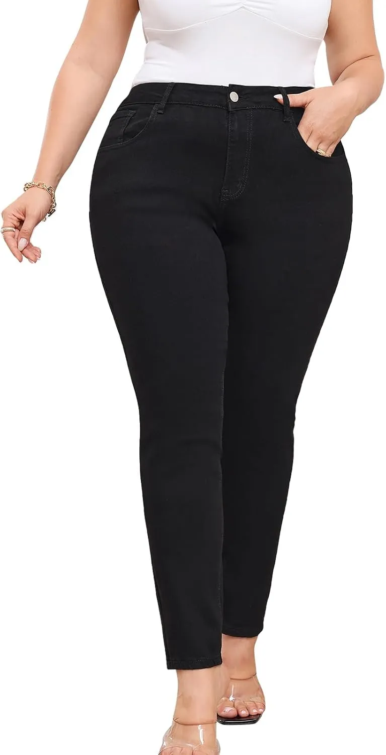 KISSPLUS Plus Size Skinny Jeans for Women High Waist Pencil Women Jeans Curvy High Waist Stretchy Denim Pants for Women