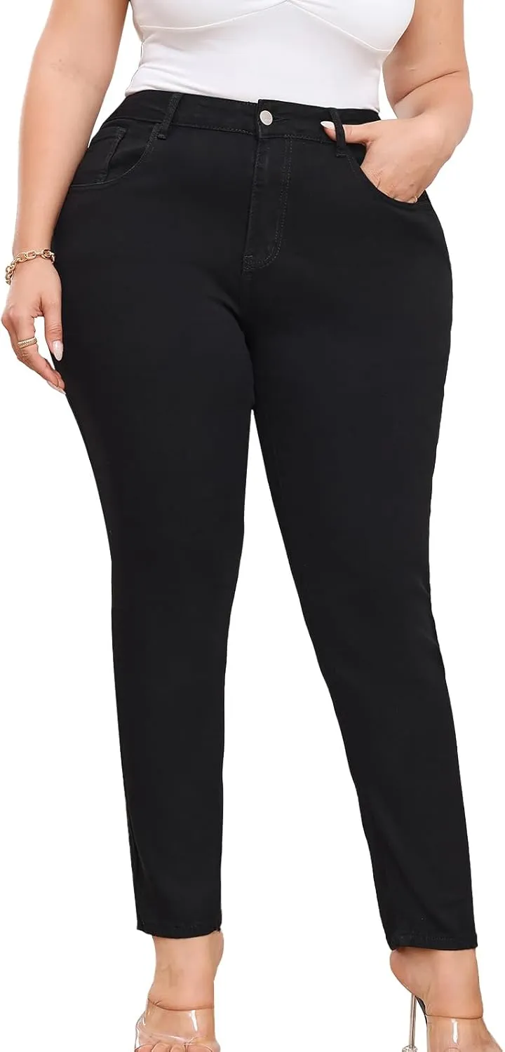 KISSPLUS Plus Size Skinny Jeans for Women High Waist Pencil Women Jeans Curvy High Waist Stretchy Denim Pants for Women