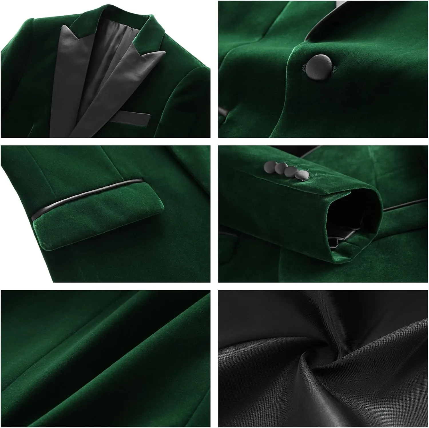 Lamgool Boys Velvet Suit Slim Fit 4 Piece Tuxedo Set with Blazer Jacket Dress Shirt Pant Bow Tie Kids Wedding Formal Outfit