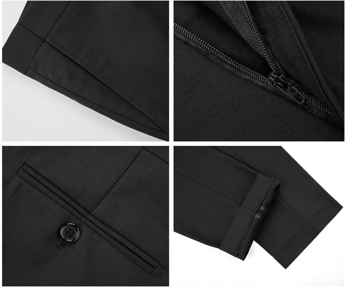 MAGE MALE Men's 2 Piece Slim Fit Floral Tuxedo Suit Paisley Peak Lapel One Button Single Breasted Suit Jacket Pants Set