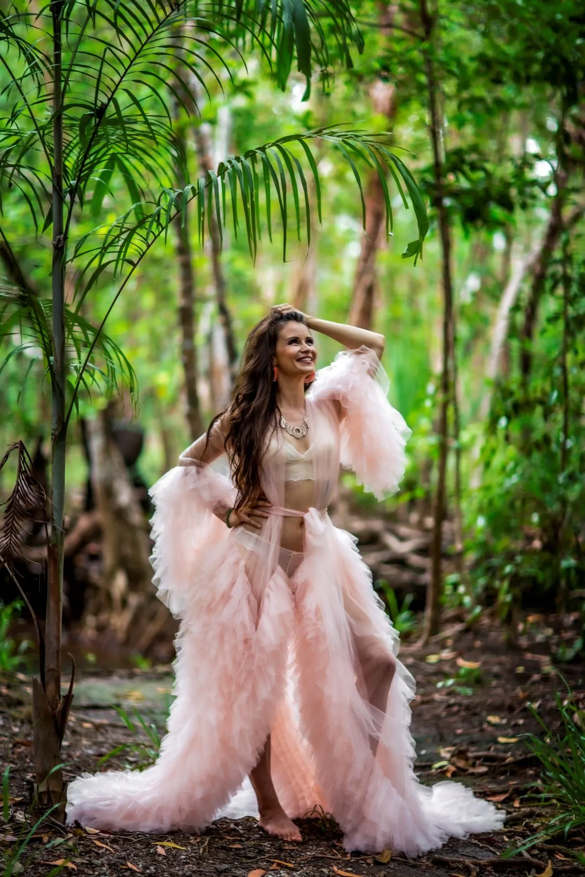 Maternity Photoshoot Dresses - Sophie - Blush Pink Tulle Robe - 4 DAY RENTAL