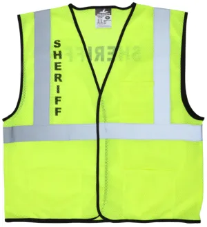 MCR Safety Lime Mesh ,Cl 2 Vest, Sheriff Silkscreen