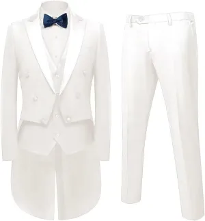 Mens Suits 3 Piece Slim Fit Formal Tailcoat Blazer Pants Vest Set for Performance Long Tail Tuxedos Wedding Dress Coat