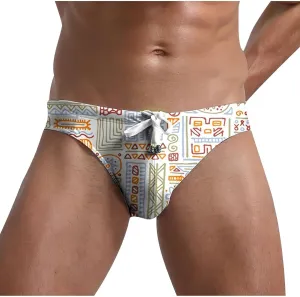 Mens Swim Briefs Sexy Triangle Graphic Print Beach Shorts Moisture Wicking Swimwear for Board Lightweight Summer Fashion