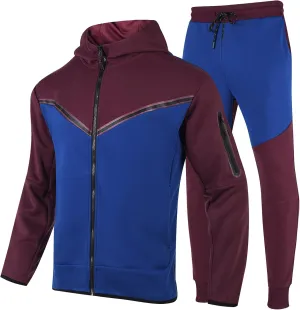 Men's Tracksuits Sweatsuits For Men Hooded Tracksuit Sweatsuit Long Sleeve Full-Zip Jogging Sweatpants 2 Piece