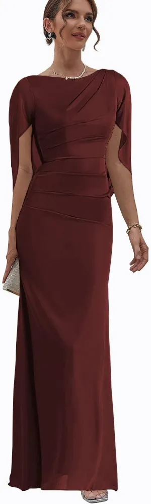 Mermaid Mother of The Bride Dresses with Cape Chiffon Wedding Guest Formal Dress for Women