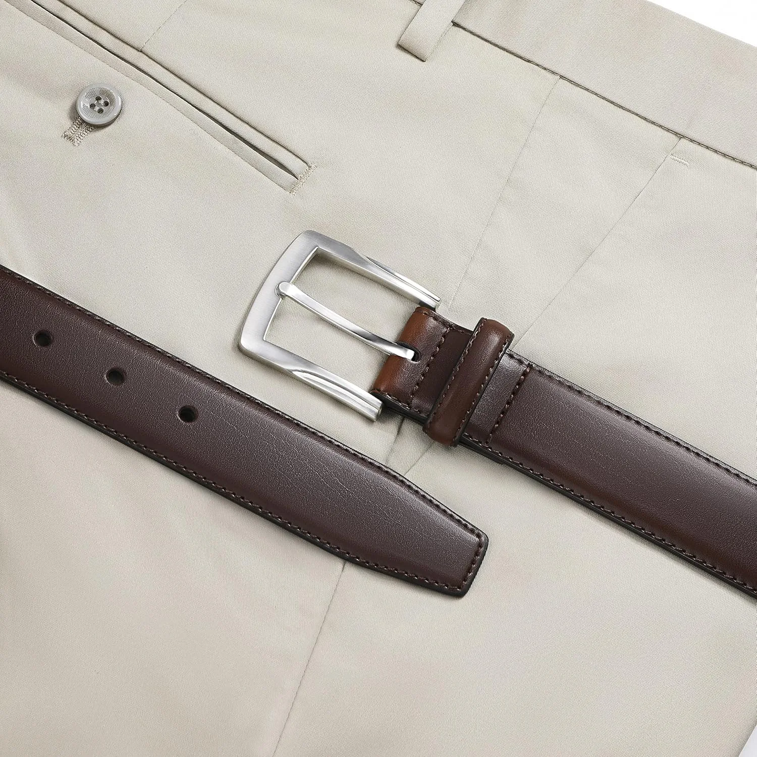 MILORDE Men's Genuine Leather Dress Belt, Handmade, 100% Cow Leather, Fashion & Classic Designs for Work Business and Casual