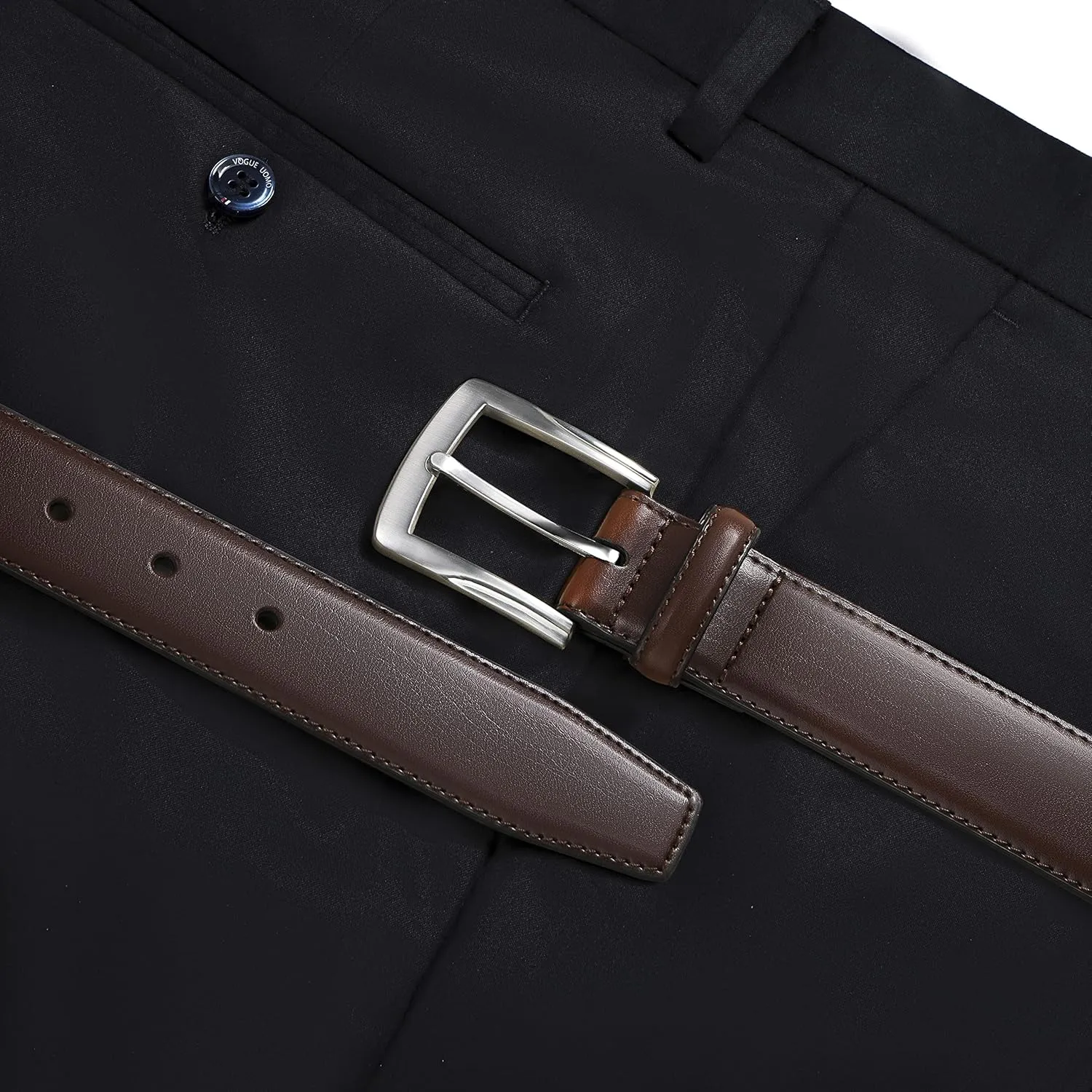 MILORDE Men's Genuine Leather Dress Belt, Handmade, 100% Cow Leather, Fashion & Classic Designs for Work Business and Casual