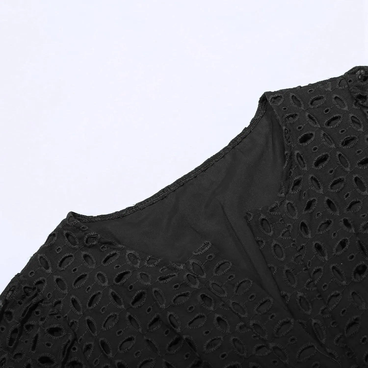 Mini Dress for Women 2025 Summer Short Dresses V Neck Short Sleeve a Line Hollow Out Lace Ruffle Cute Party Dresses