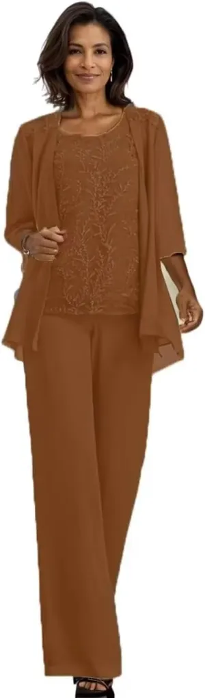 Mother of The Bride Pant Suits Chiffon Outfit Dressy Women's Jumpsuit Wedding Groom Dresses