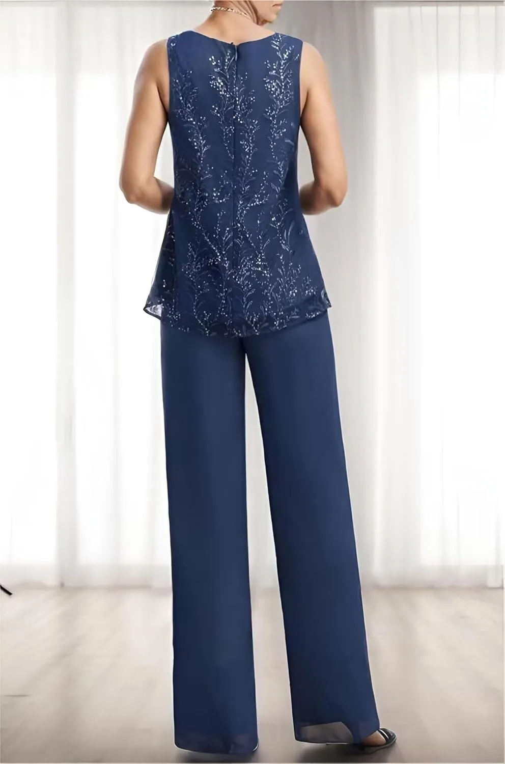 Mother of The Bride Pant Suits Chiffon Outfit Dressy Women's Jumpsuit Wedding Groom Dresses