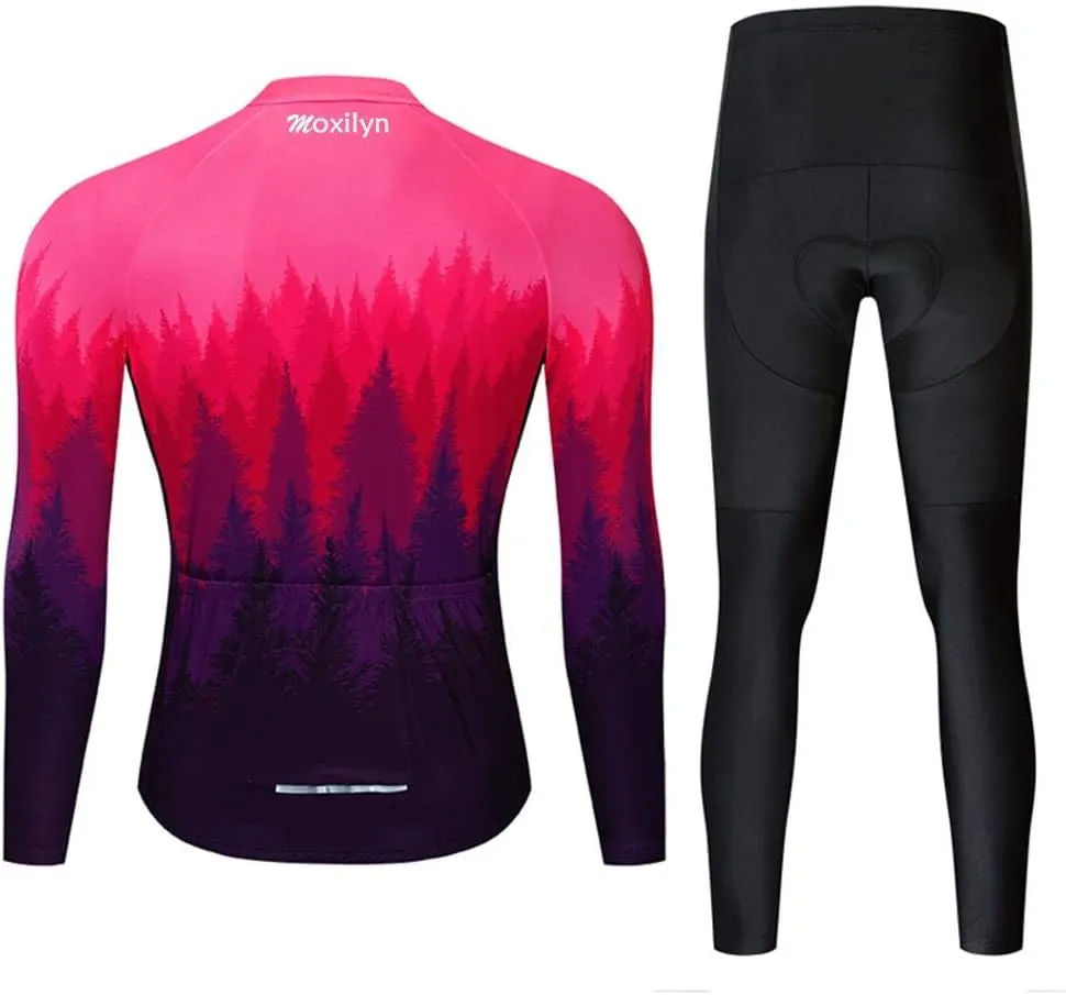 MOXILYN Men's Quick-Dry Cycling Jersey Set Road Bike Bicycle Shirt   Bib Pants with 9D Gel Padded MTB Riding Clothing kit