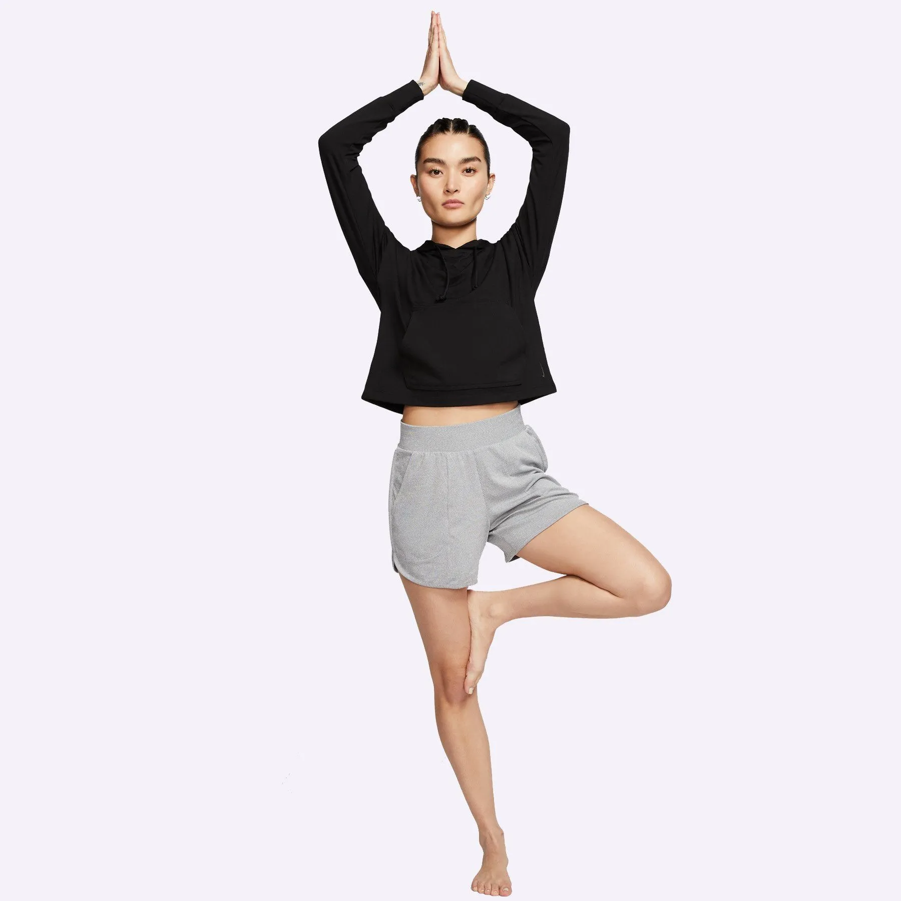Nike - Yoga Women's Cropped Hoodie - BLACK/DARK SMOKE GREY