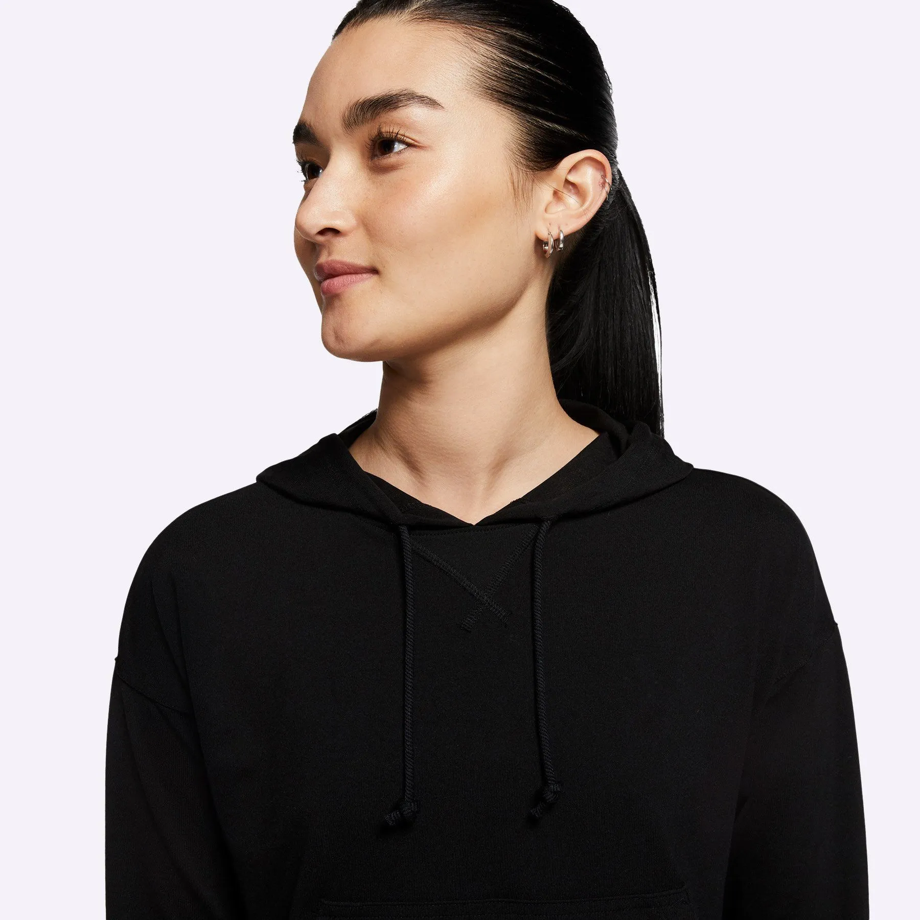 Nike - Yoga Women's Cropped Hoodie - BLACK/DARK SMOKE GREY