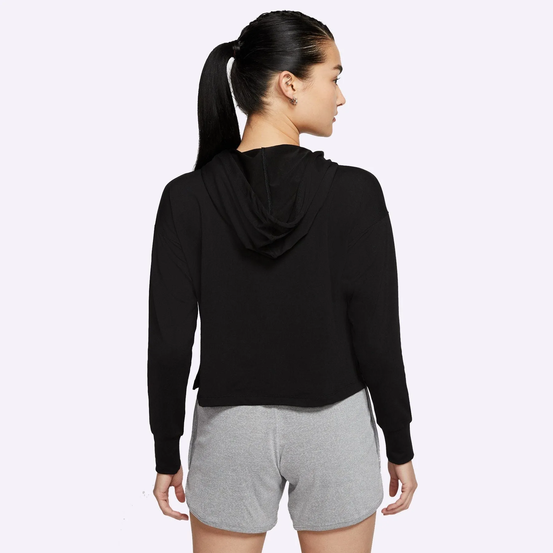 Nike - Yoga Women's Cropped Hoodie - BLACK/DARK SMOKE GREY