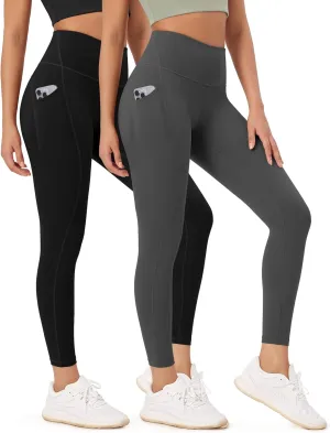 ODODOS 2-Pack 7/8 High Waist Workout Leggings with Pockets for Women, 25"/ 28" Tummy Control Athletic Yoga Pants