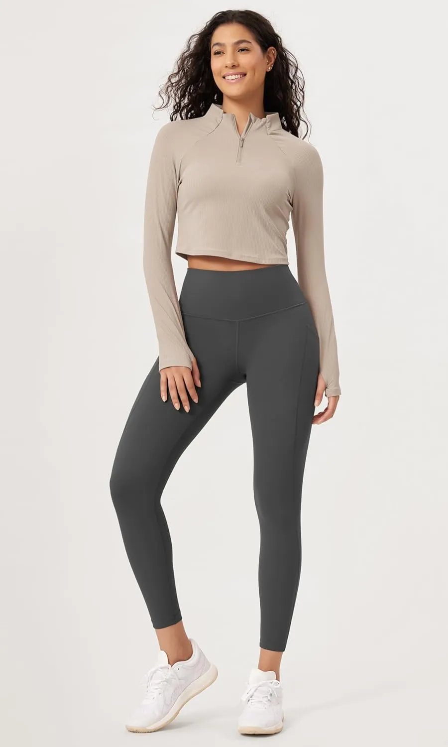 ODODOS 2-Pack 7/8 High Waist Workout Leggings with Pockets for Women, 25"/ 28" Tummy Control Athletic Yoga Pants