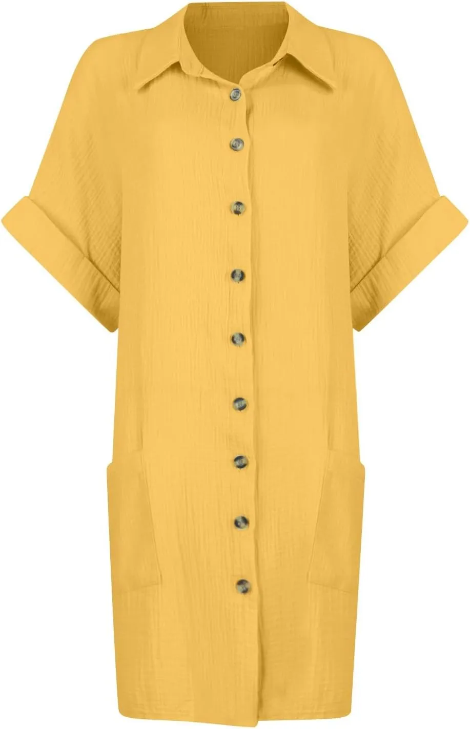 Palaver Summer Dresses for Women 2025 Casual Button Down Short Sleeve Tshirt Dress Boho Vacation Midi Dresses with Pockets