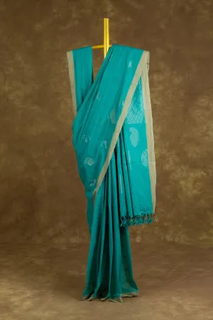 Peacock Blue Kanchi Cotton Saree