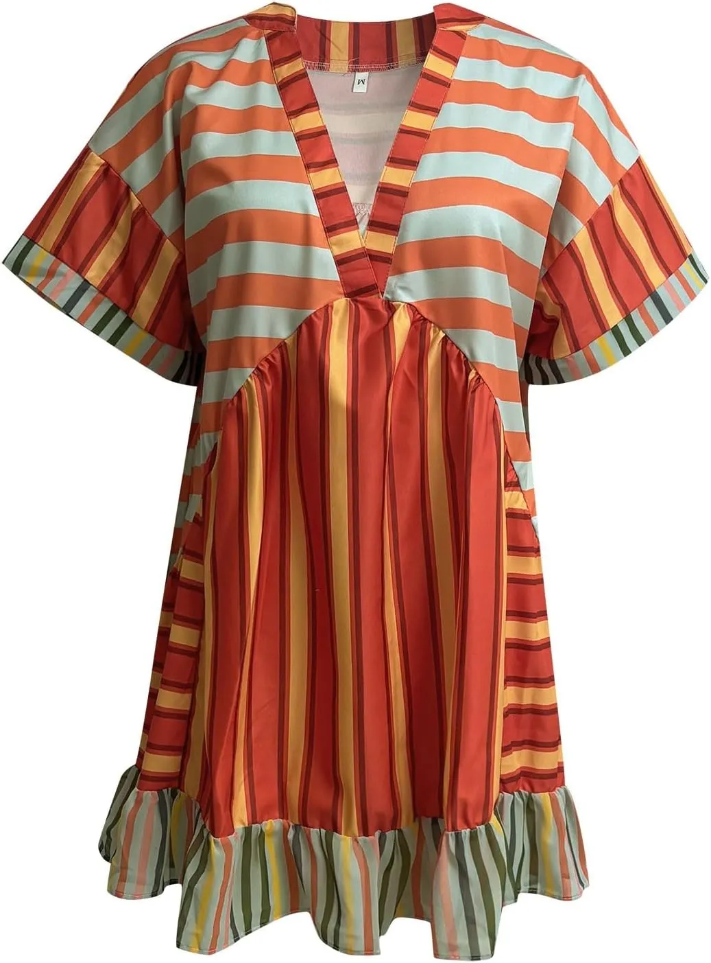 PTOLOCIF Boho Dresses for Women Summer Y2k Babydoll Flowy Dress Ruffle Mini Dress Deep V-Neck Casual Short Dress Sundress