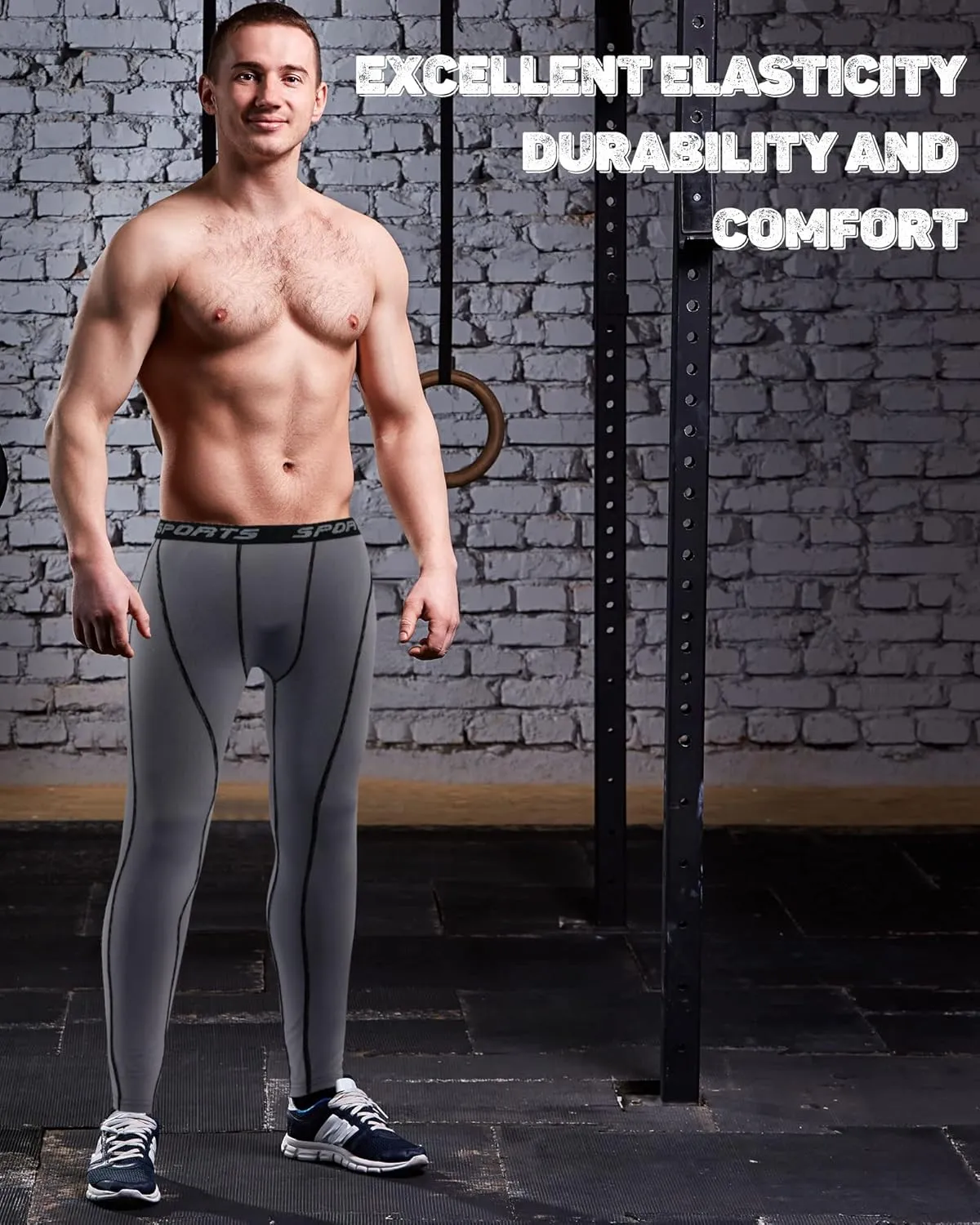 Riyiper 6 Pcs Men's Compression Pants Athletic Workout Running Tights Rapid Dry Sport Leggings Base Layer Bottom for Yoga Gym