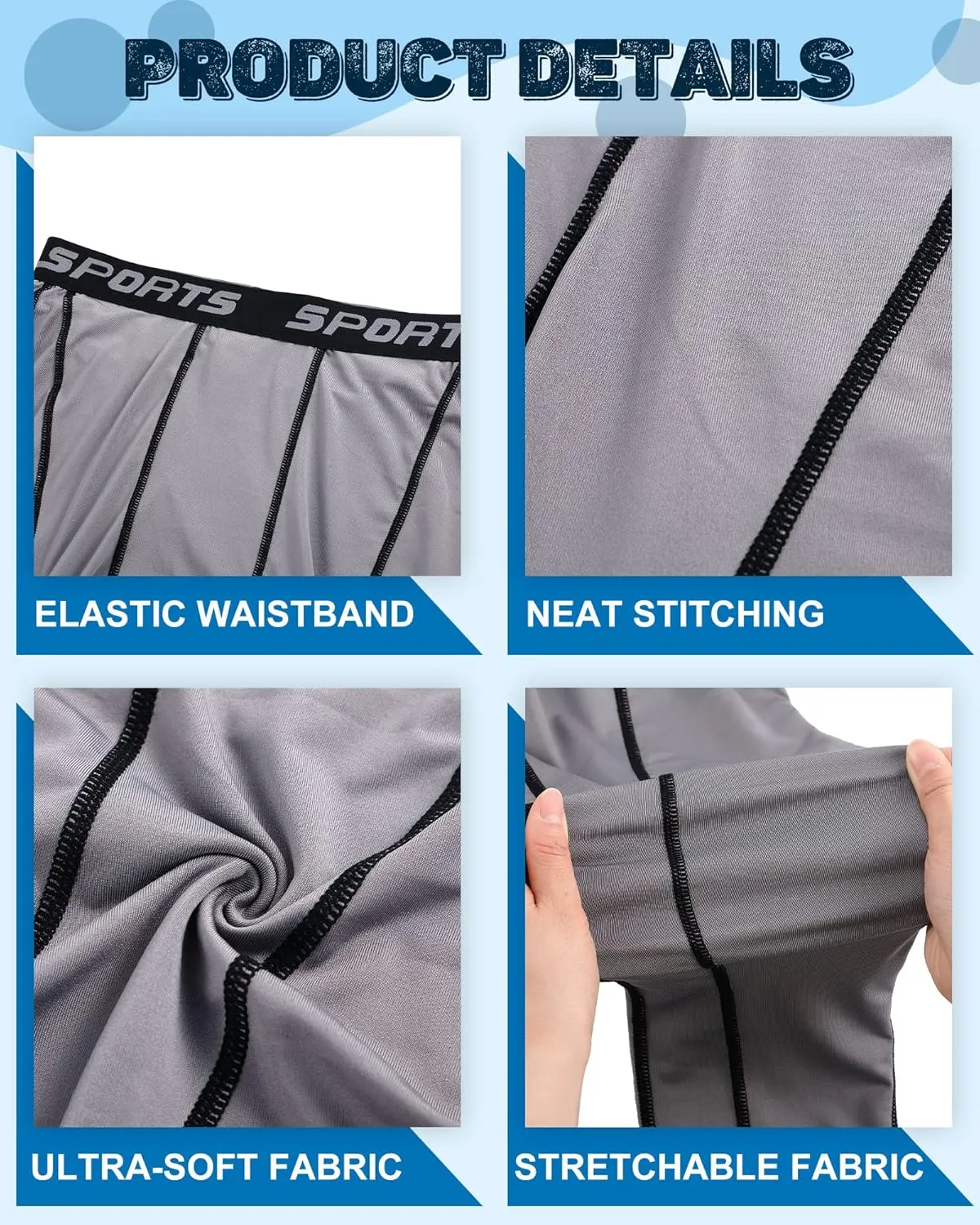 Riyiper 6 Pcs Men's Compression Pants Athletic Workout Running Tights Rapid Dry Sport Leggings Base Layer Bottom for Yoga Gym