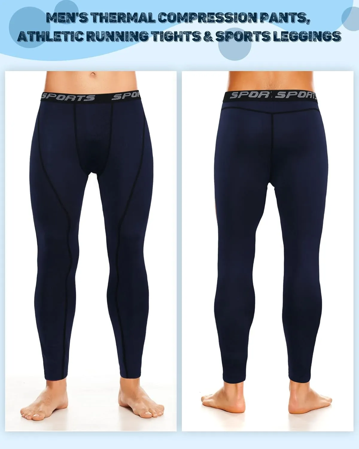 Riyiper 6 Pcs Men's Compression Pants Athletic Workout Running Tights Rapid Dry Sport Leggings Base Layer Bottom for Yoga Gym