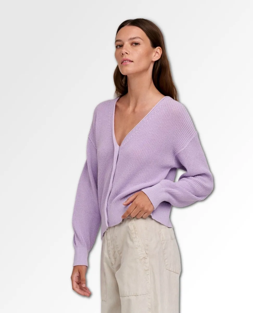 Solange Textured Cotton Cardigan Orchid