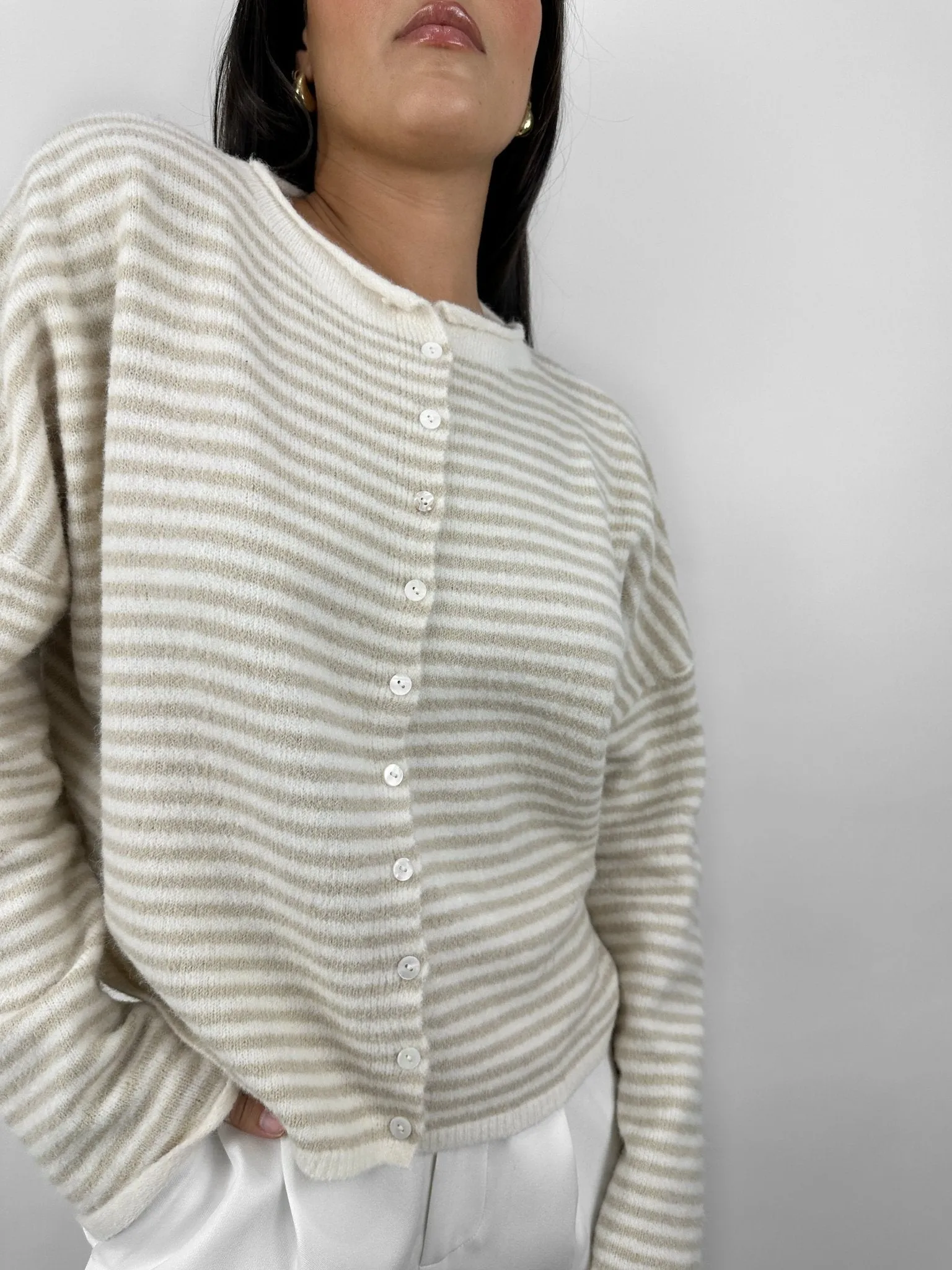 Striped Boxy Knit Cardigan