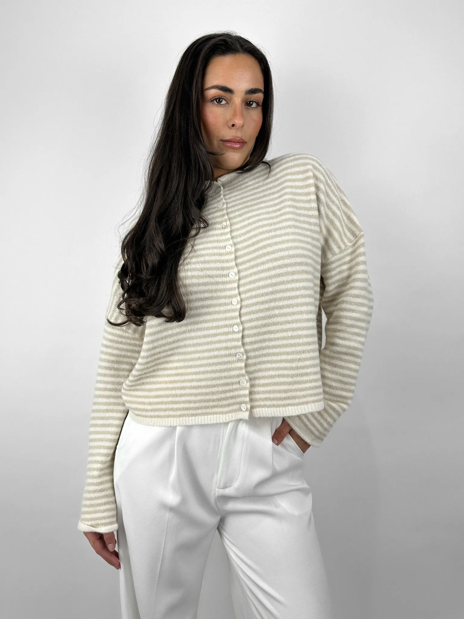 Striped Boxy Knit Cardigan