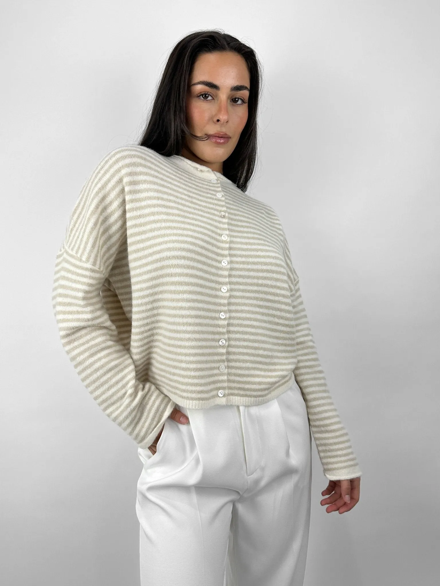Striped Boxy Knit Cardigan
