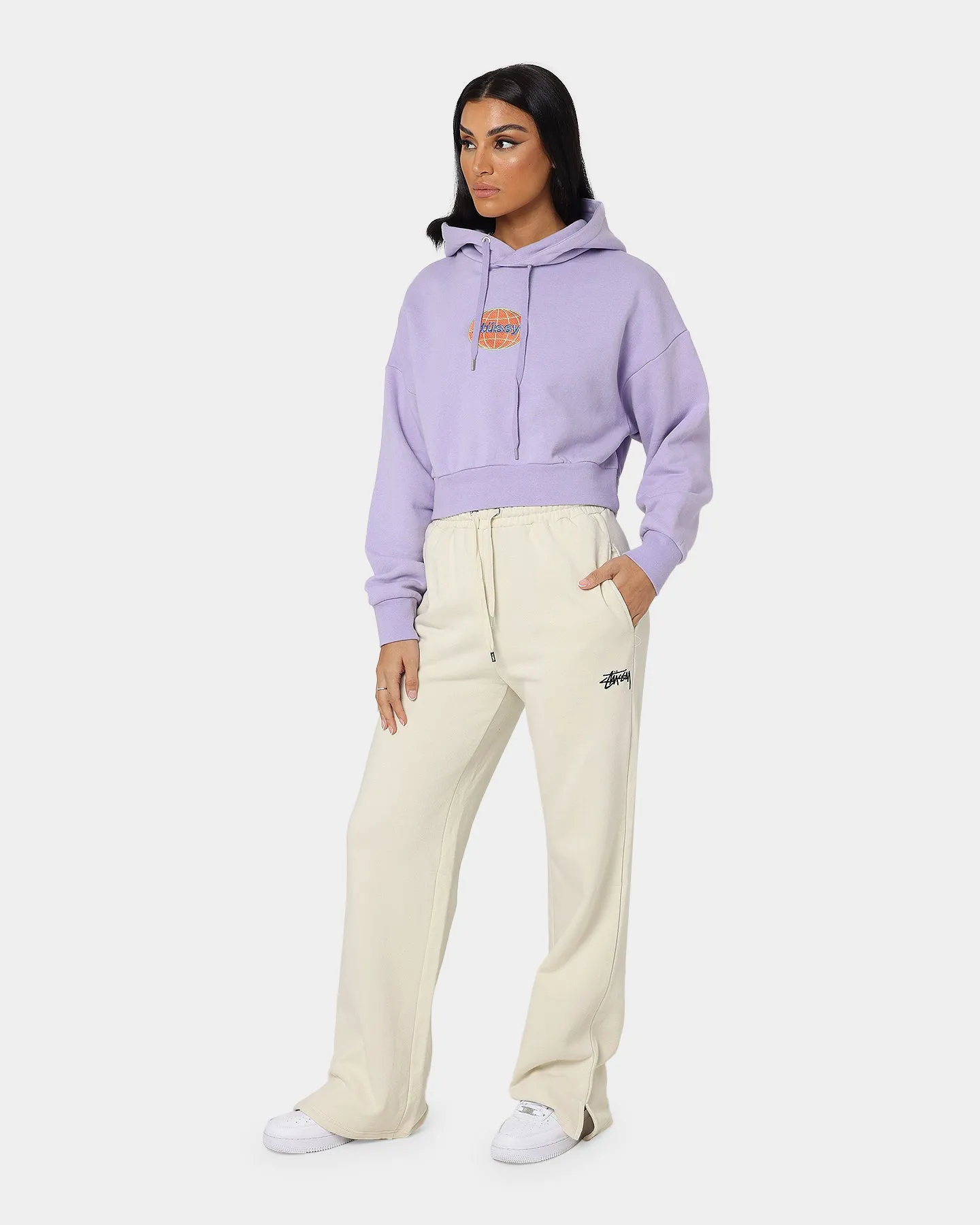 Stussy Women's Globe Hoodie Lavender