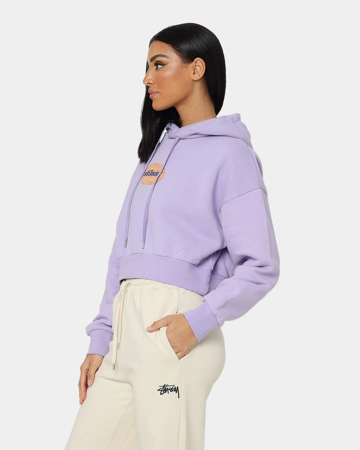 Stussy Women's Globe Hoodie Lavender