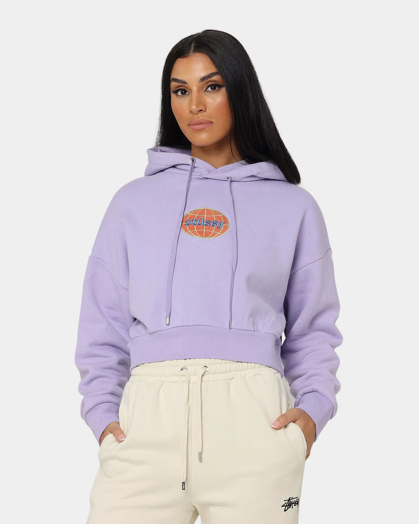 Stussy Women's Globe Hoodie Lavender