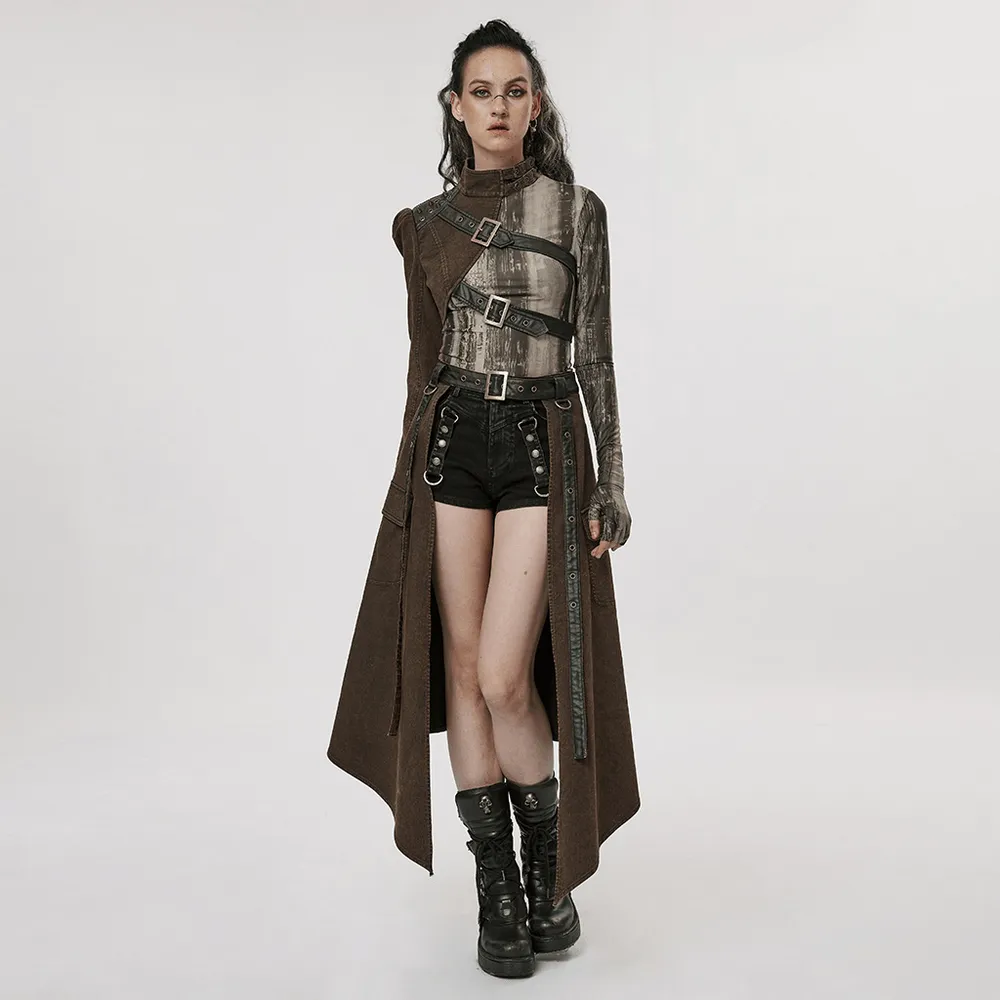 Stylish Punk Asymmetrical Jacket with Faux Leather