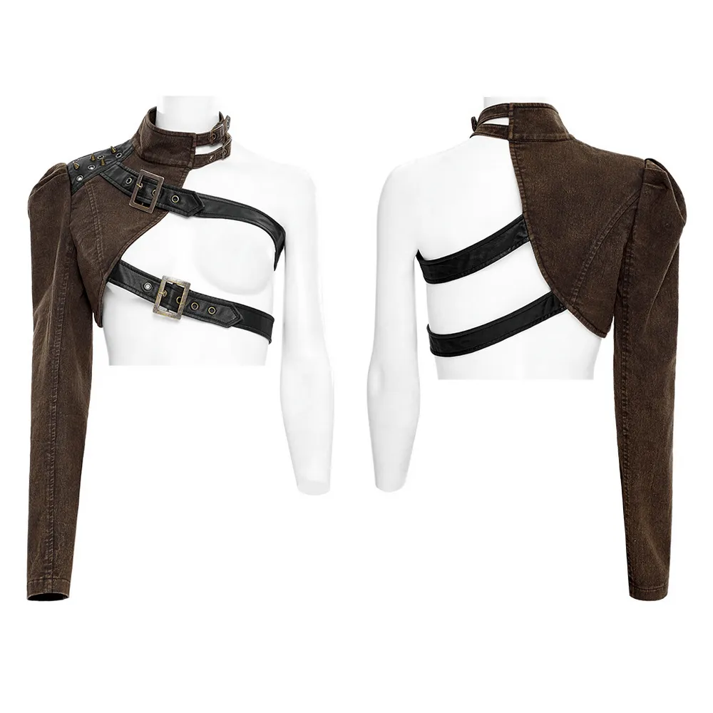 Stylish Punk Asymmetrical Jacket with Faux Leather