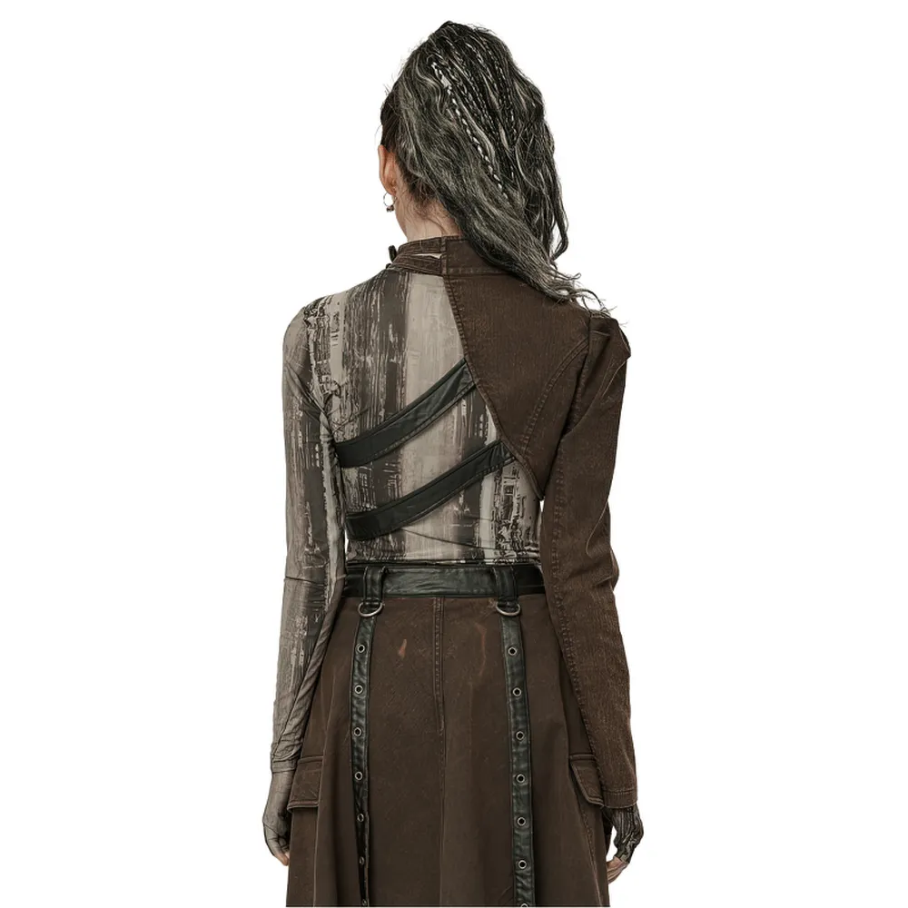 Stylish Punk Asymmetrical Jacket with Faux Leather