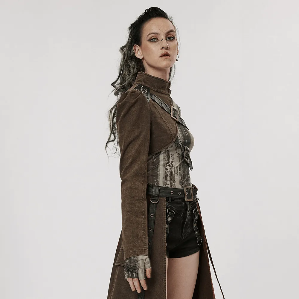 Stylish Punk Asymmetrical Jacket with Faux Leather