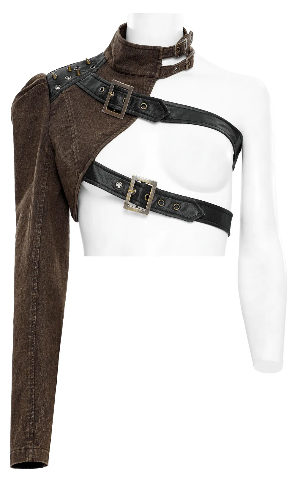 Stylish Punk Asymmetrical Jacket with Faux Leather