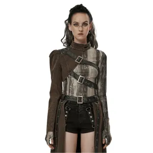 Stylish Punk Asymmetrical Jacket with Faux Leather