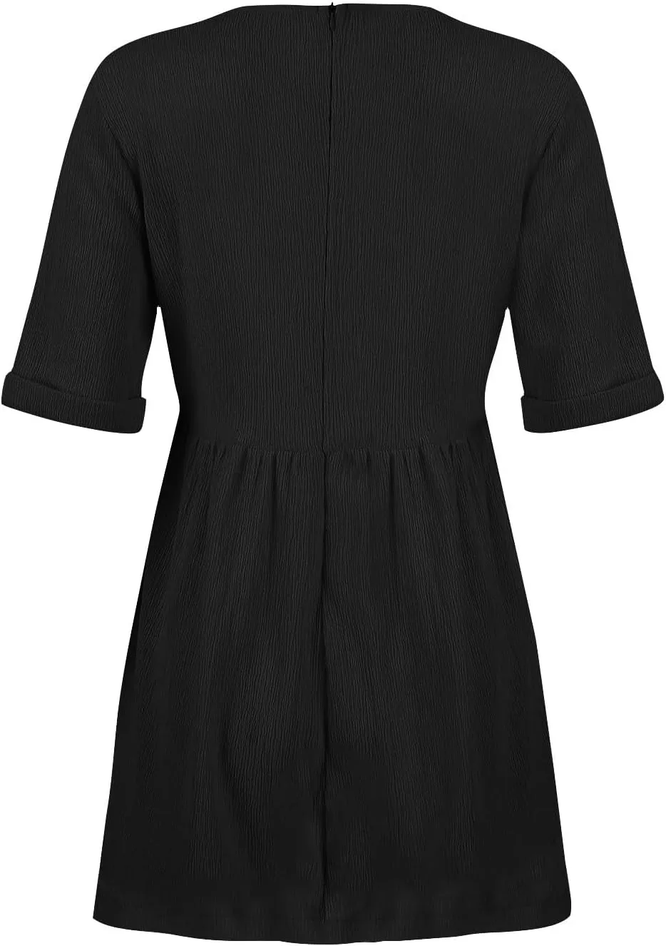Summer Dress for Women 2024 Trendy Casual V-Neck Short Sleeve Solid Sundress Loose Flowy Beach Dress with Pockets