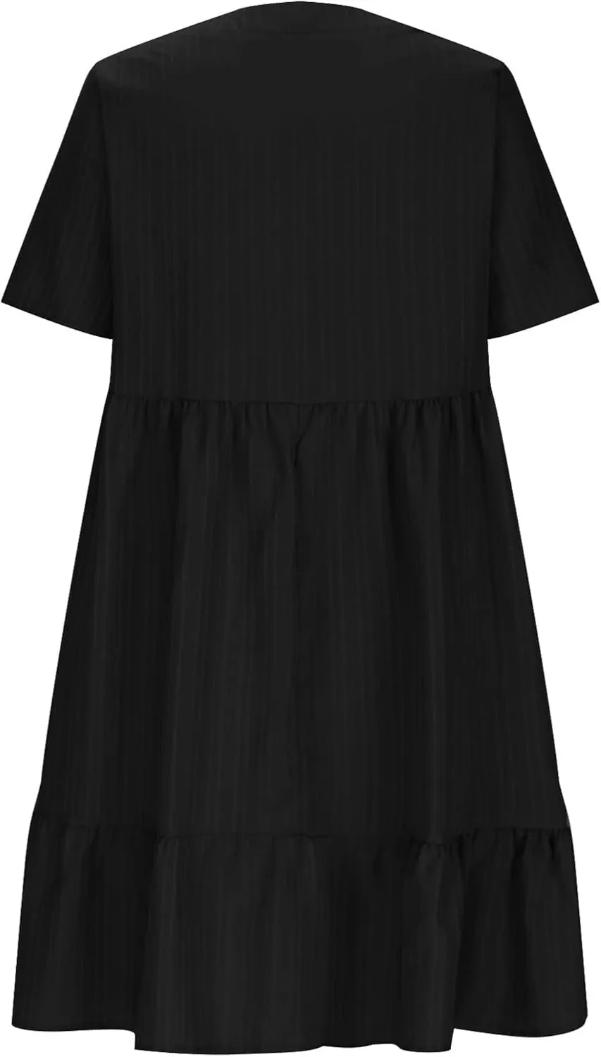 Summer Tiered Mini Dresses for Women Summer Ruffle Short Sleeve V Neck Beach Dress Swing A-Line Babydoll Dress
