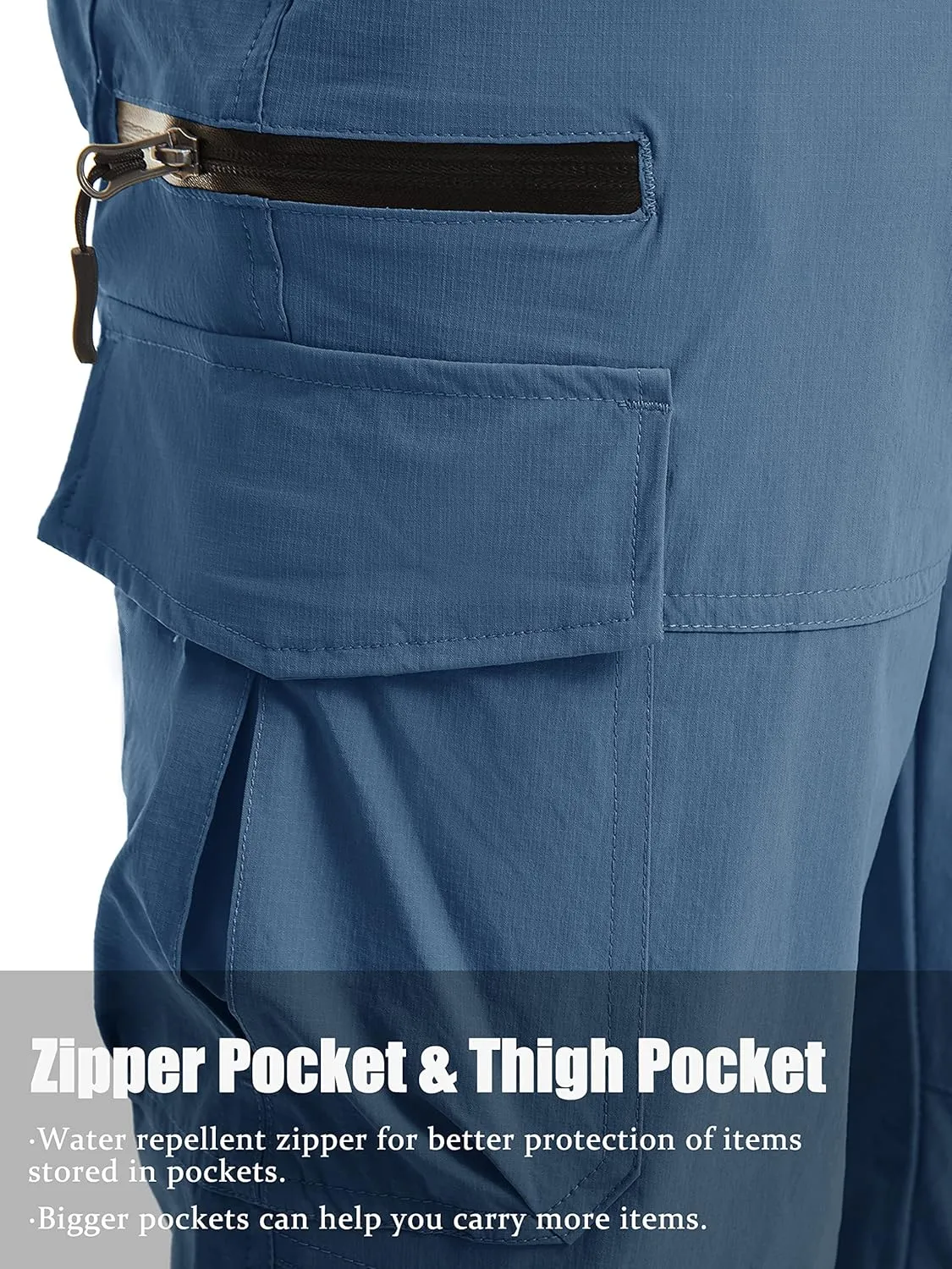 TACVASEN Men's Capri Pants 7 Pockets 3/4 Quick Dry Water Resistant Workout Hiking Summer Long Cargo Shorts Below Knee