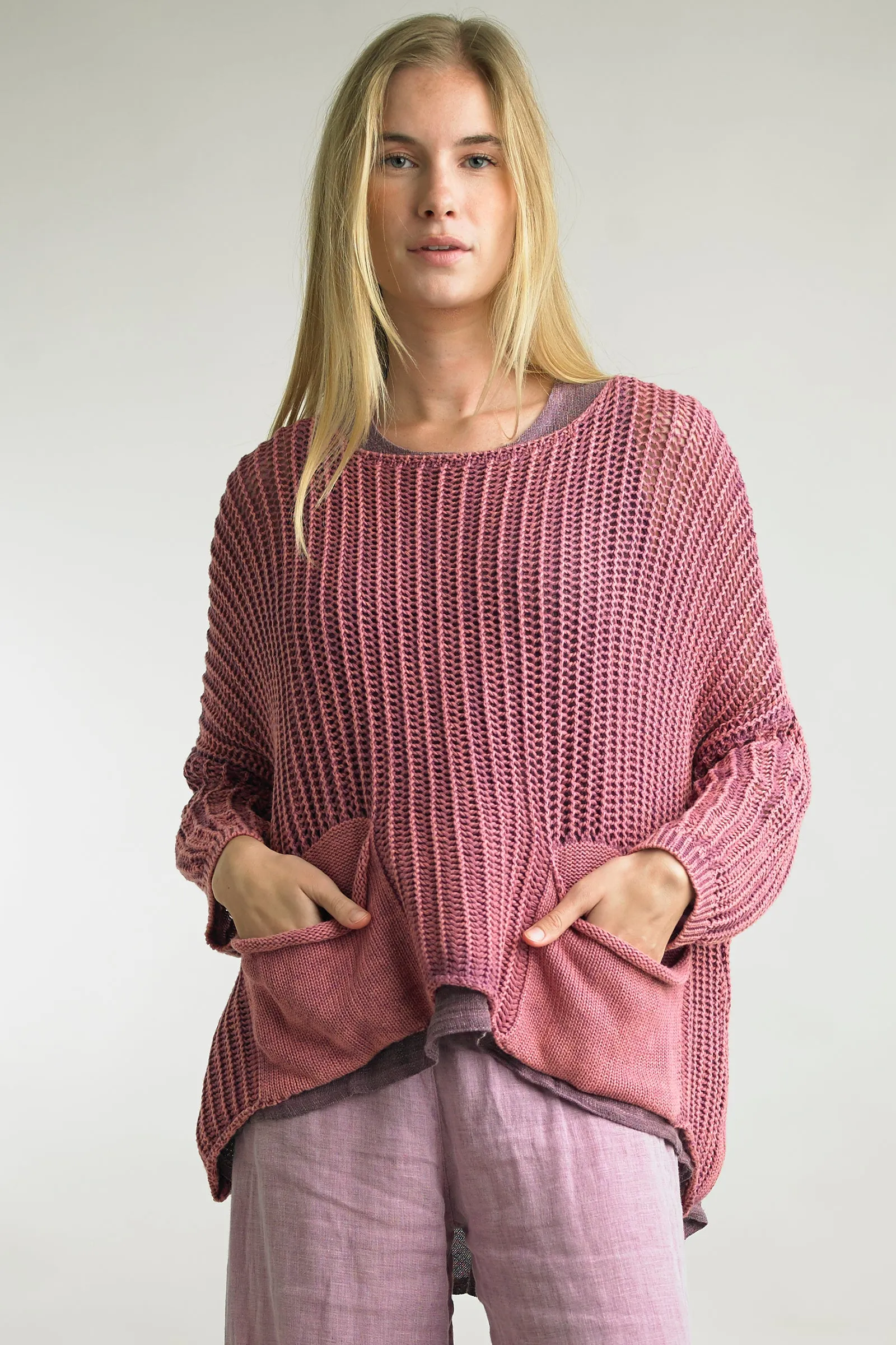 Tempo Paris Washed Linen Pocket Sweater  Effortless European Style
