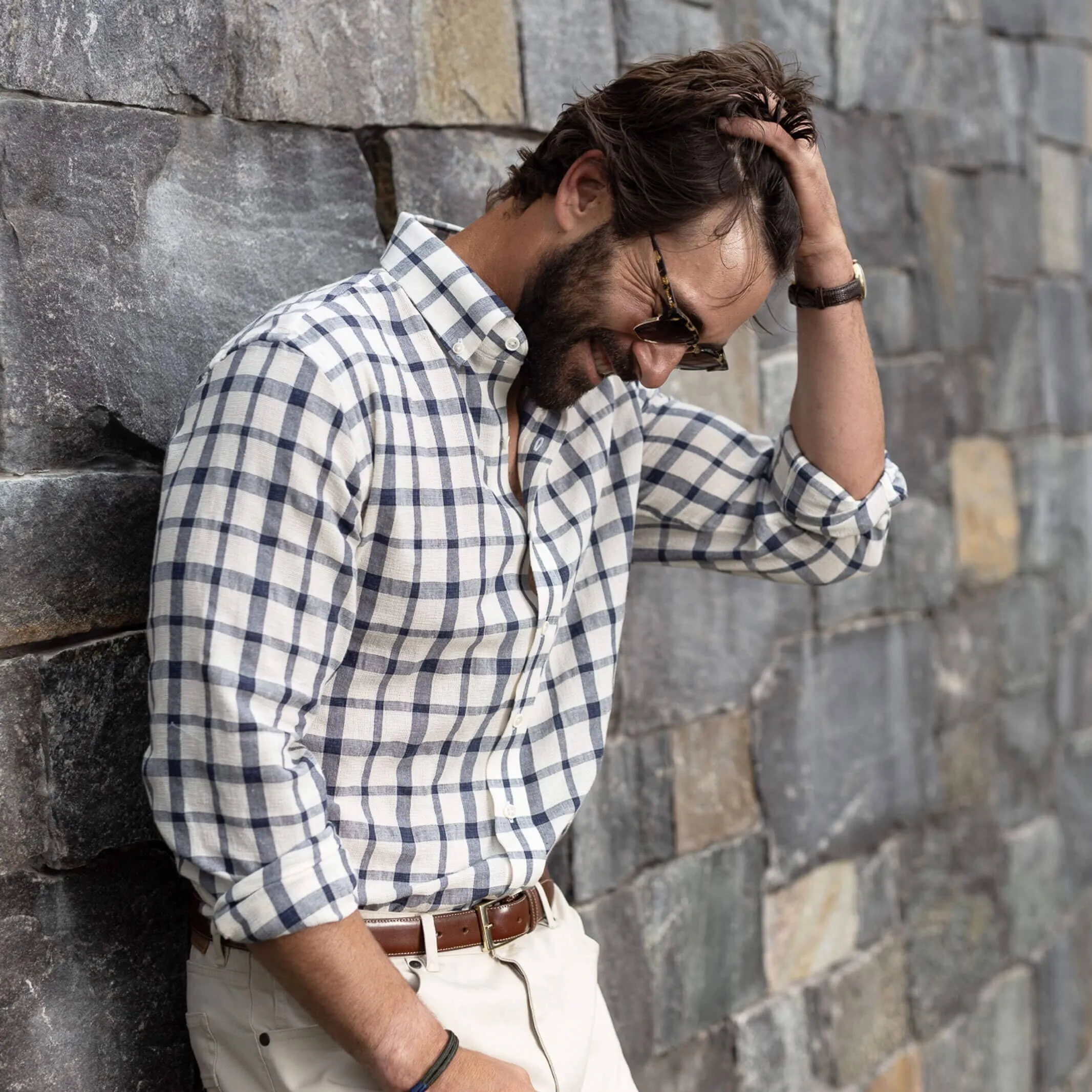 The Ivory Albiate Fletcher Windowpane Custom Shirt