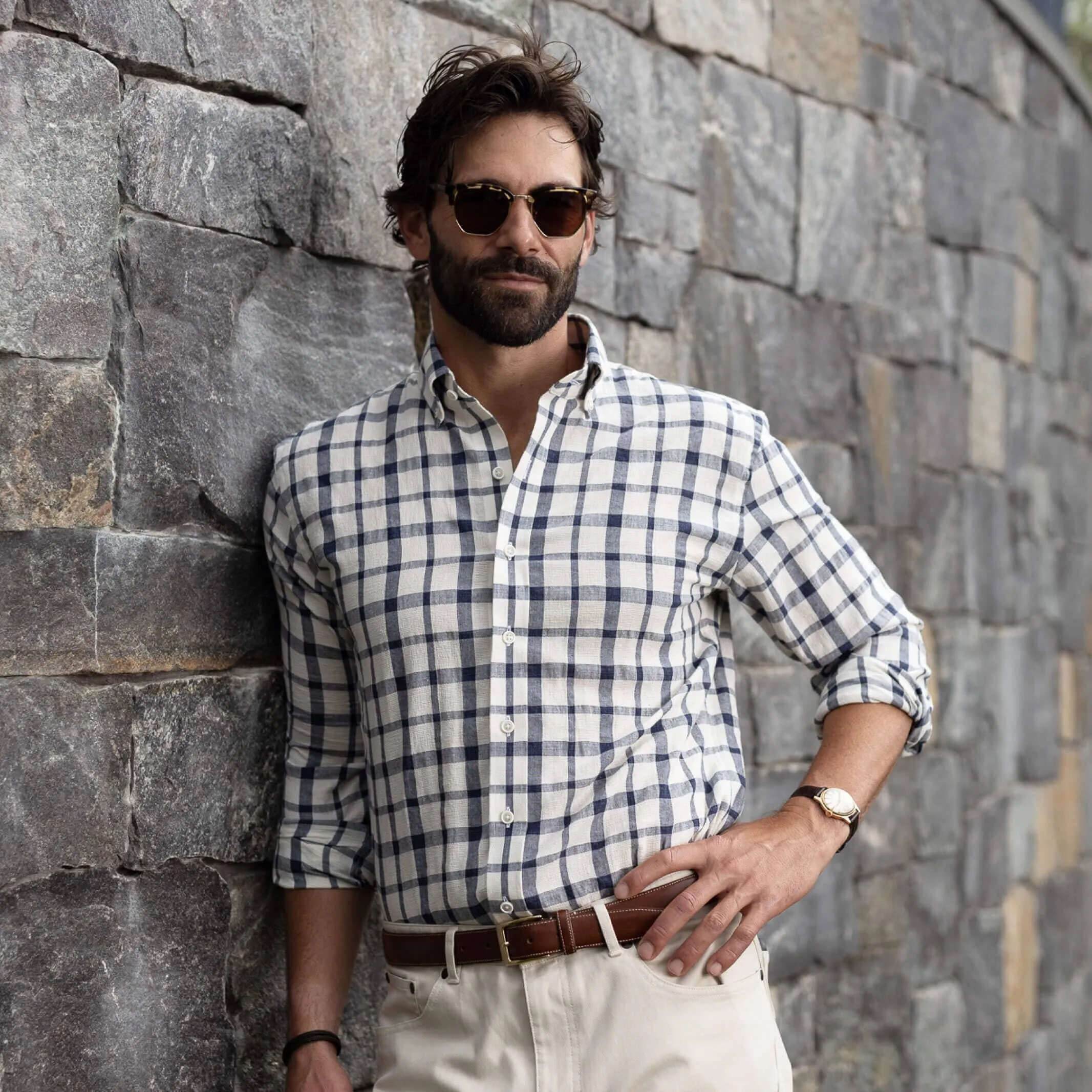 The Ivory Albiate Fletcher Windowpane Custom Shirt