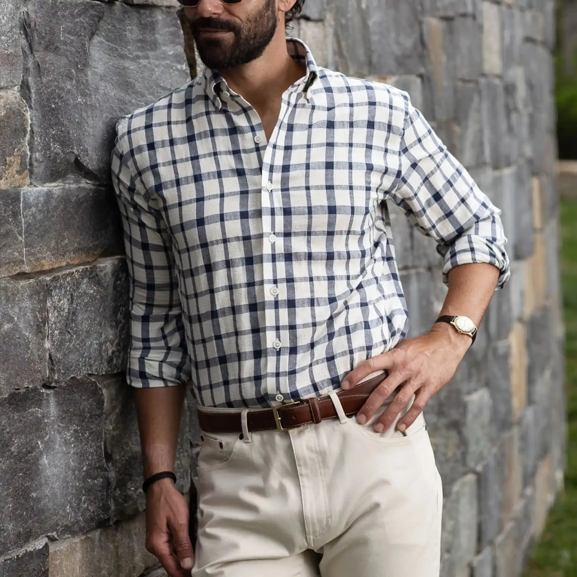 The Ivory Albiate Fletcher Windowpane Custom Shirt